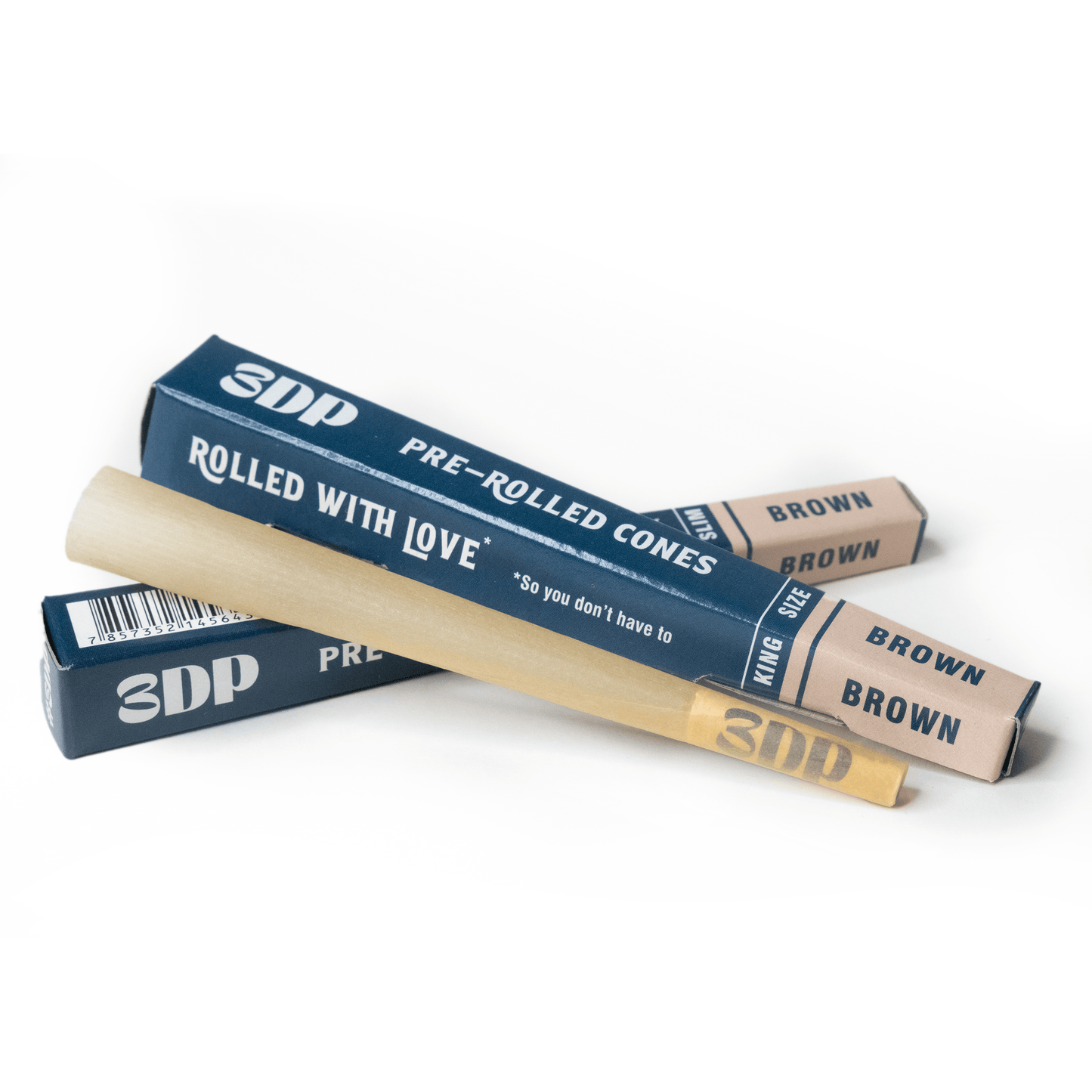 Pre Rolled Cones - King Size | Unbleached/Brown | Box of 56 - 3DP Papers