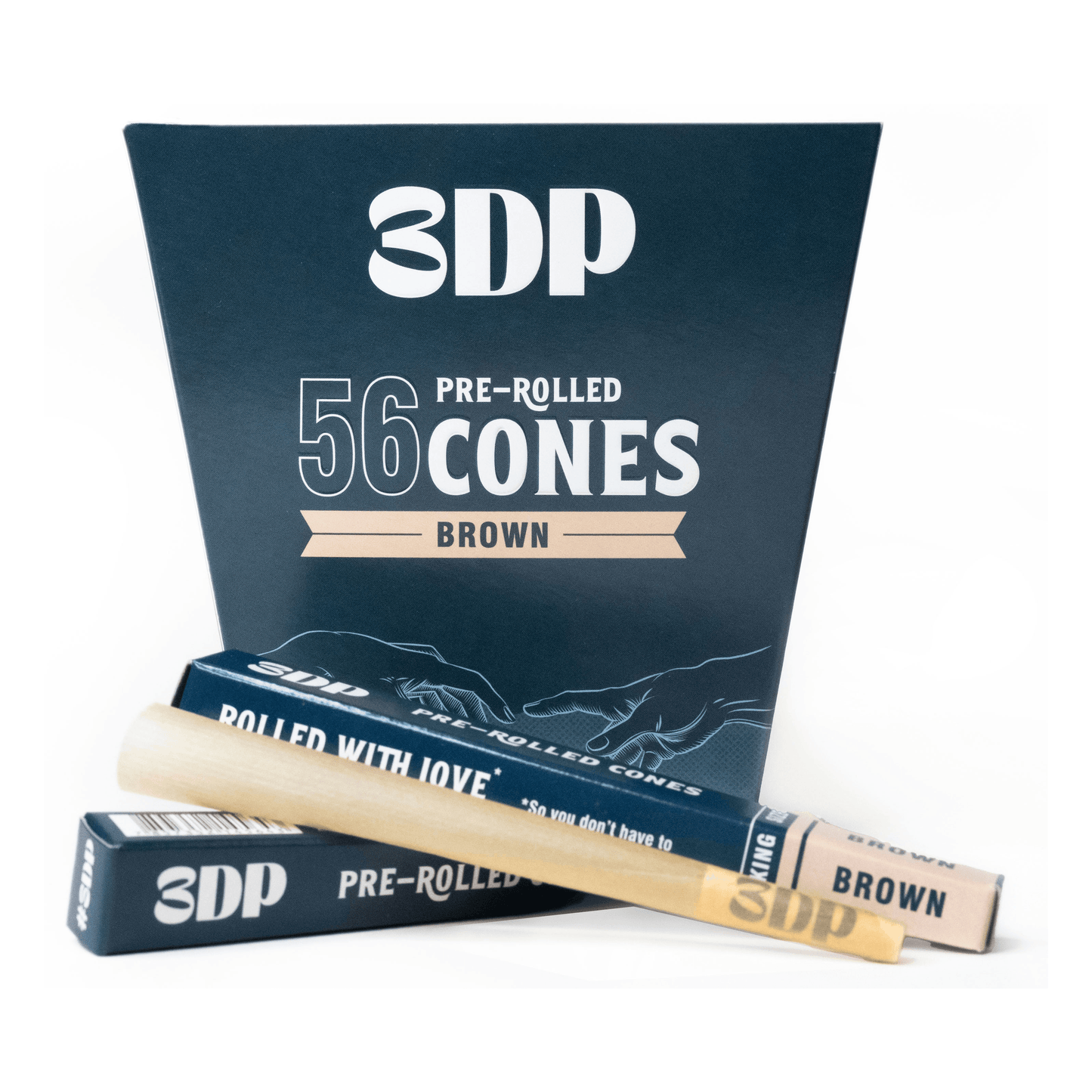 Pre Rolled Cones - King Size | Unbleached/Brown | Box of 56 - 3DP Papers